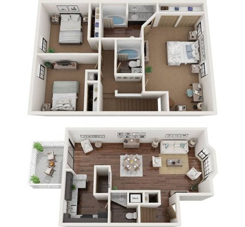 Floor plan for 3 beds, 2.5 baths, 1600 sqft